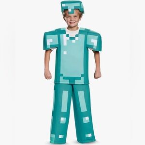 Minecraft Armor Costume - Teal and White size small (4-6) Never Worn